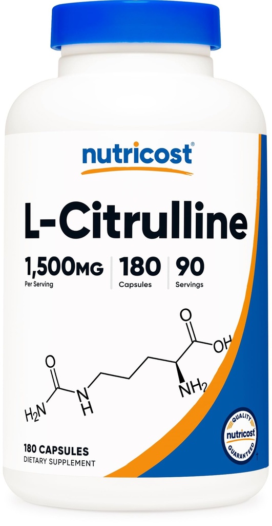 מזון זול L-Citrulline 1500 מ"ג, 180 קפסולות - 750 מ"ג פר קפסולה, Gluten Free, non-GMO, Packaging May Vary