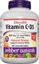 Webber Naturals ויטמין C+D3, 200 טבליות תפוז Chewable, 1000 מ"ג של ויטמין C עם 1000 IU של ויטמין D3 Per משרת, עצמות, שיניים, Immune ו- Antioxidant Support, non GMO, חלב וגלוטן חינם חינם חינם חינם.
