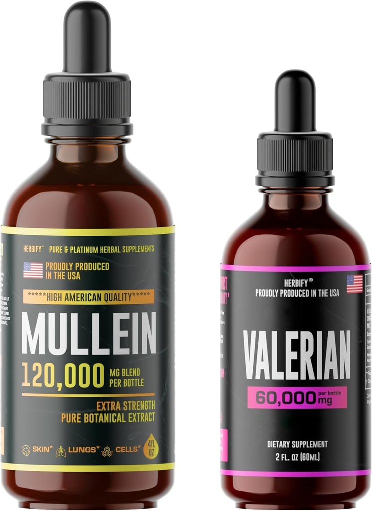 HerBIFY Bundle - Mullein Extract & Valan Root Tincture - תמיכה במערכת הנשימה & מערכת העצבים תמיכה
