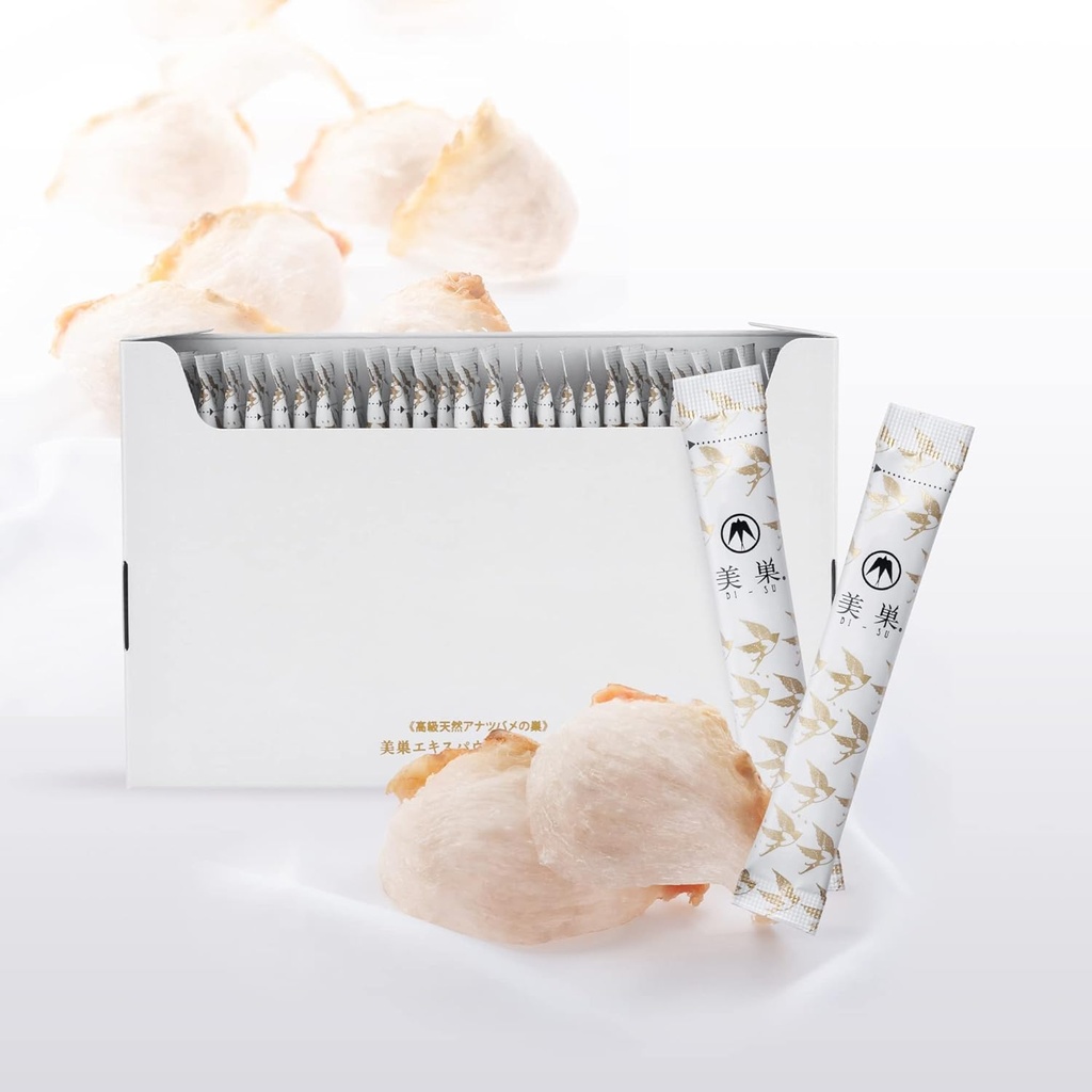 אבקת ה-BI-SU לחלץ Stick | עם Natural Swiftlet Nests לחלץ, Collagen Peptides, Sialic Acid, Nourishes Skin, Body, Anti-Aging Japanese Beauty, Healthy, 30 PCS, 3.92kcal, 1g עבור Sachet