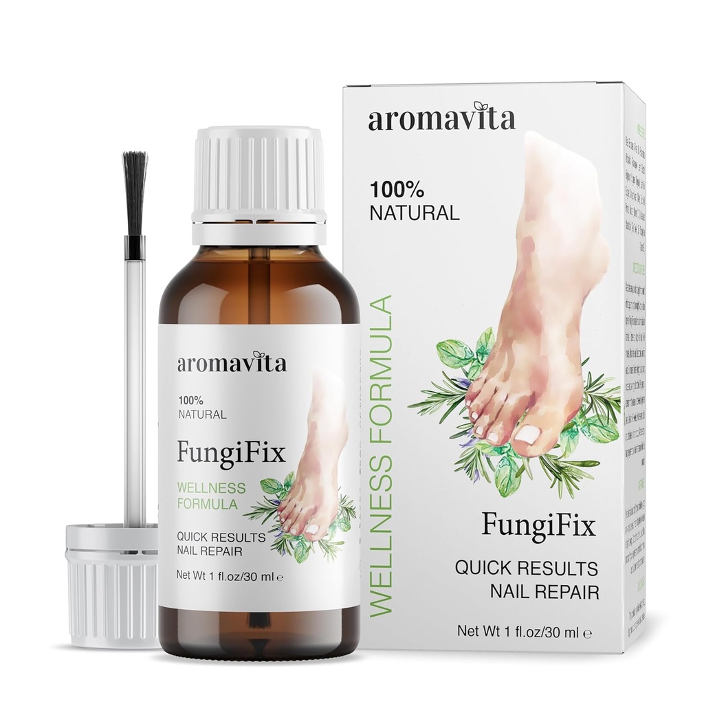 FungiFix Total Nail Fix with Oil of Oregano, שמן עץ תה ווויטמין E - פורמולה לציפורים חזקות יותר, שיפורים Toenail ו- Fingernail להופיעance, מקדם את ההחלמה, טבעוני, 1 fl. Oz.