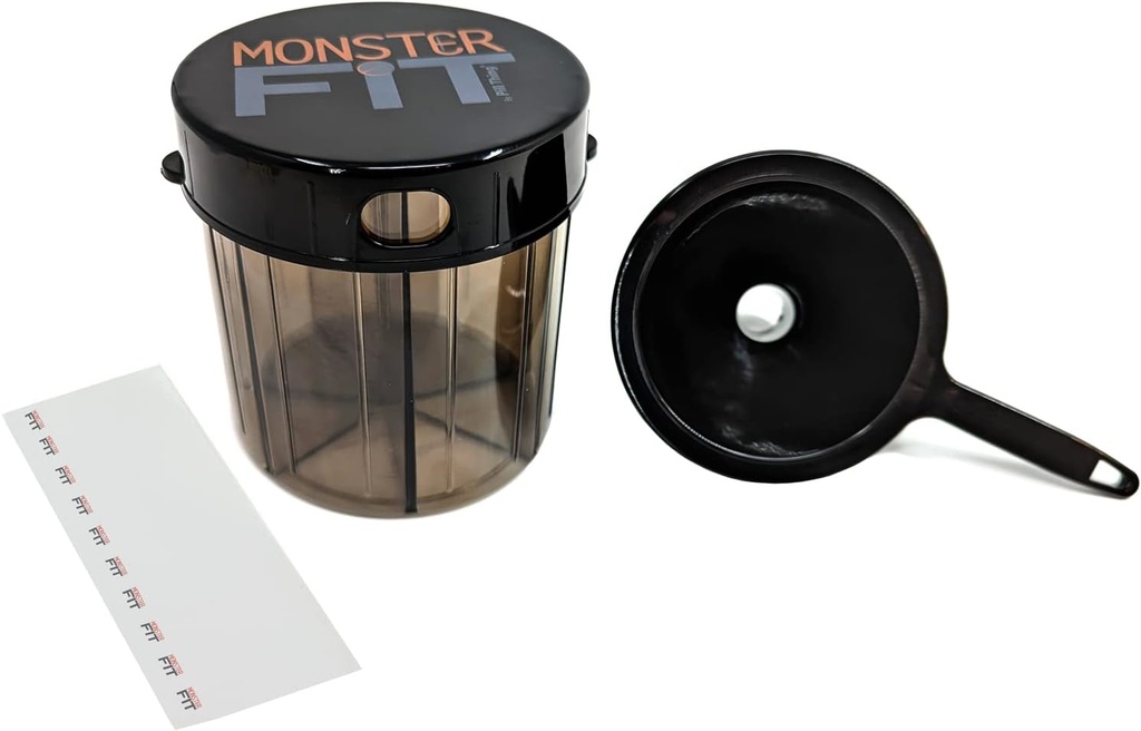 Monster Fit Drug Pill Dispenser with Filling Funnel and Labels, תוספת גלולות המכילות גלולות כמעט כל תוסף (Monster with Funnel)