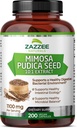 Zazzee Mimosa Pudica Seed 10:1 לחלץ, 200 קפסולות טבעוניות, 1100 מ"ג, 3 חודשים אספקה, טפט 10:1 לחלץ, non-GMO וכל-Naturalalal.