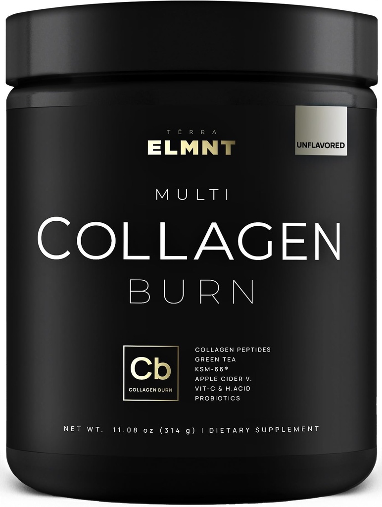 ELMNT Super Collagen אבקת עבור נשים במשקל הפסד + יופי w. Probiotics, Hyaluronic Acid, ACV, KSM-66, Biotin - Premium Multi Collagen Peptides חלבון תוסף קולגנו לנשים (Unflavored)