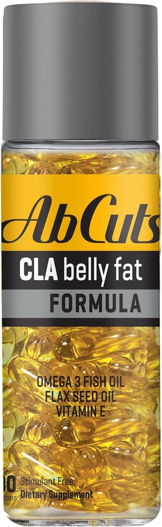 Ab Cuts CLA Belly Fat פורמולה - 80 Easy-to-Swallow Softgels - אומגה 3 שמן דגים, שמן Flaxseed ווויטמין E - מסייע להגדיל את אספקת החיסון ורכב גוף בריא