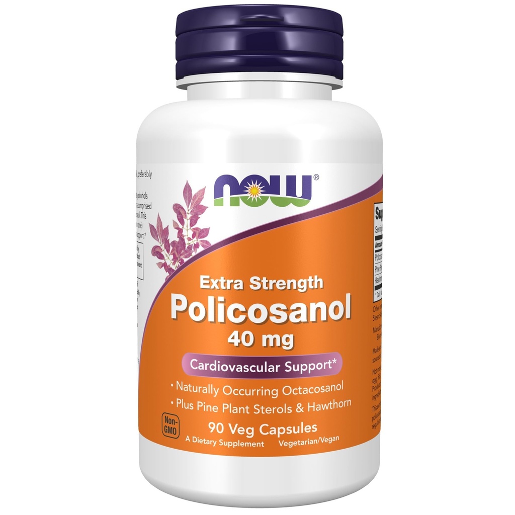 כעת תוספי מזון, Policosanol 40 מ"ג עם Pine Plant Sterols and Holhorn, תוספת כוח, 90 Veg כמוסות
