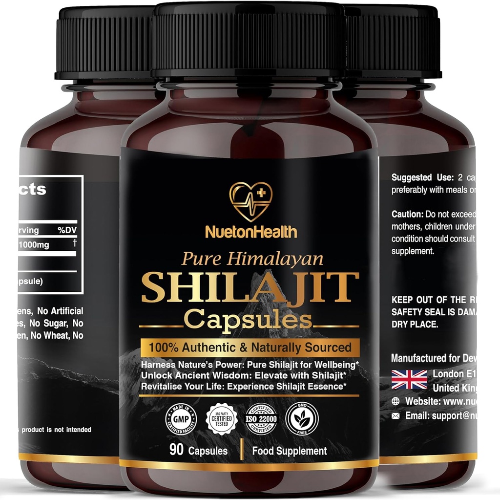 כריות שילאג'יט ההימלאיה - 100% Pure & Natural 90 Pills - Gold Class, Energy & Vitality Supplement for Men & Women - Class A Shilajit Rich in Fulvic & Humic Acid