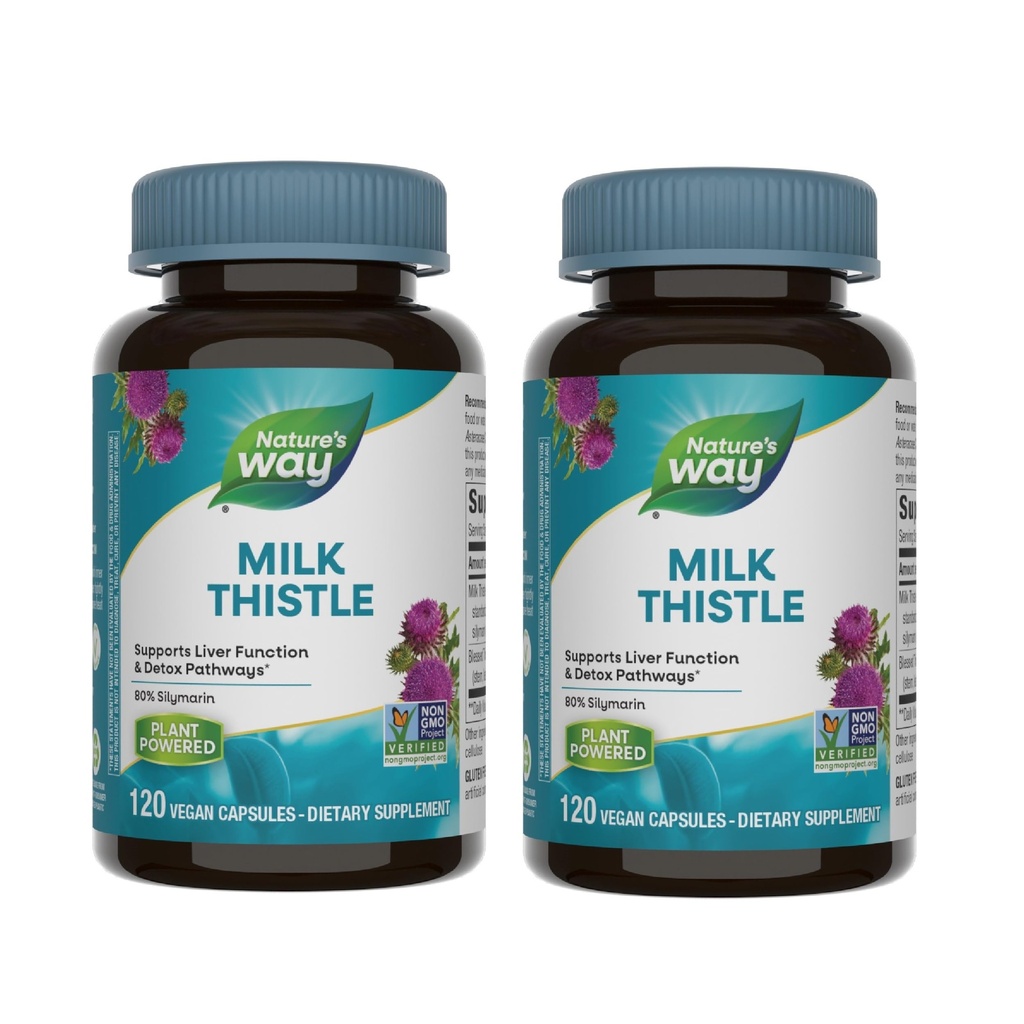 שביל החלב של הטבע, תומך בפונקציות Liver ו- Detoxification Pathways*, 175 מ"ג חלב Thistle Seed Extractized ל 80% Silymarin לשרת, 120 קפסולות (Packaging May Vary) - 2 Pack