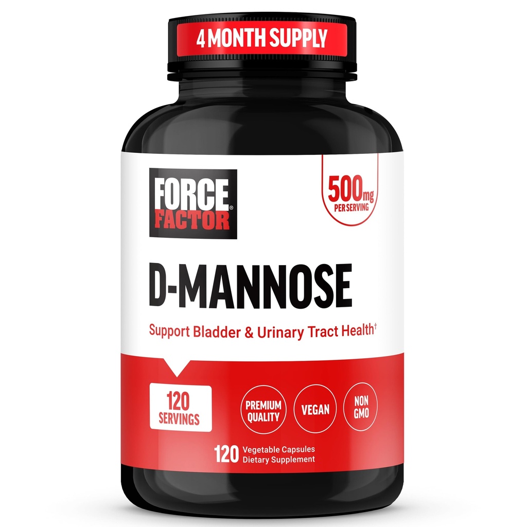 עבור FACTOR D Mannose, D-Mannose 500 מ"ג תוספת לתמיכה בריאות וטרינרית לנשים וגברים, תוספי בקרת Bladder, איכות Premium, טבעוני, non-GMO, 120 קפסולות