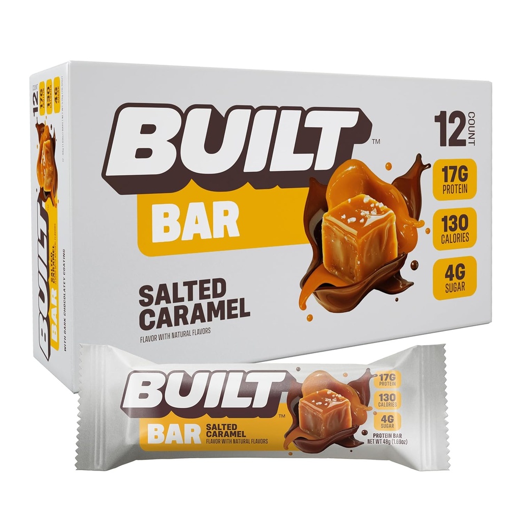 נבנה בר, חלבונים Bars, 17g חלבונים חטיפים, On-The-Go Bars עם רק 130 קלוריות ו 4g סוכר, Salted Karamel, 12 Count