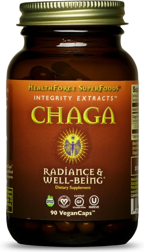 HealthForce Superfoods Integrity Extracts Chaga - קפסולות - 90 קפסולות טבעוניות