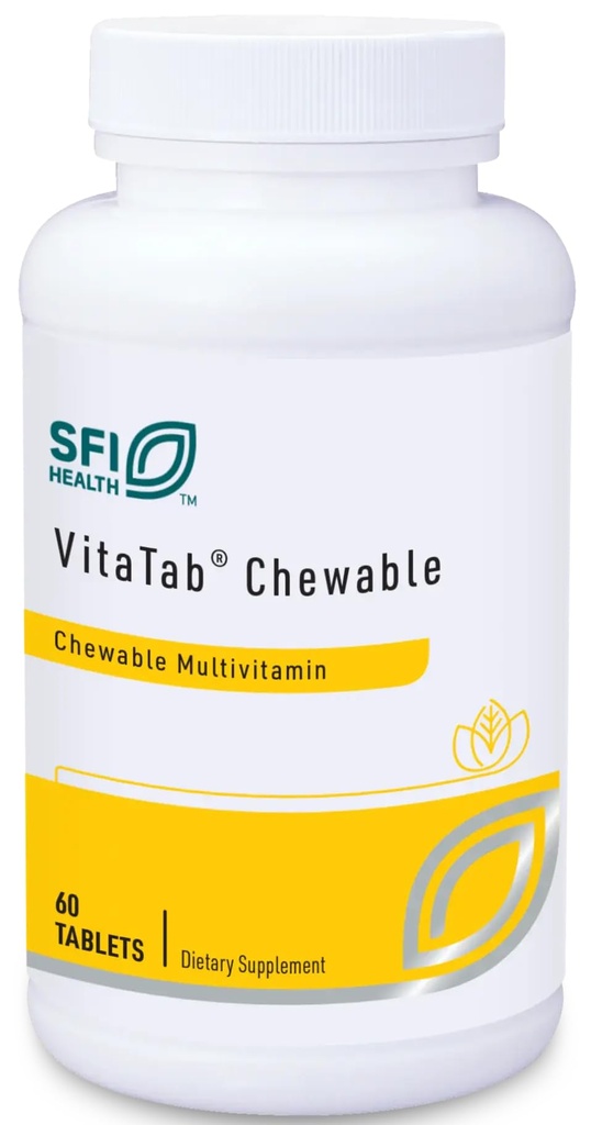 Klaire Labs SFI Health VitaTab Chewable - Multivitamin עם 24 Vital Foodsents לילדים ומבוגרים, צ'רי טבעי-Orange Flavor, No artificial Colors, Flavors, or Preservatives (60 טבליות)