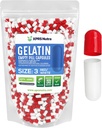 XPRS Nutra Size 3 קפסולות ריקות - 1000 הרוזן ריק Gelatin קפסולות - Pills DIY כמוסות מילוי - Pure Bovine Pill Gel Caps Fillable for Do-It-Yourself ויטמינים ותוספים (אדום / לבן)