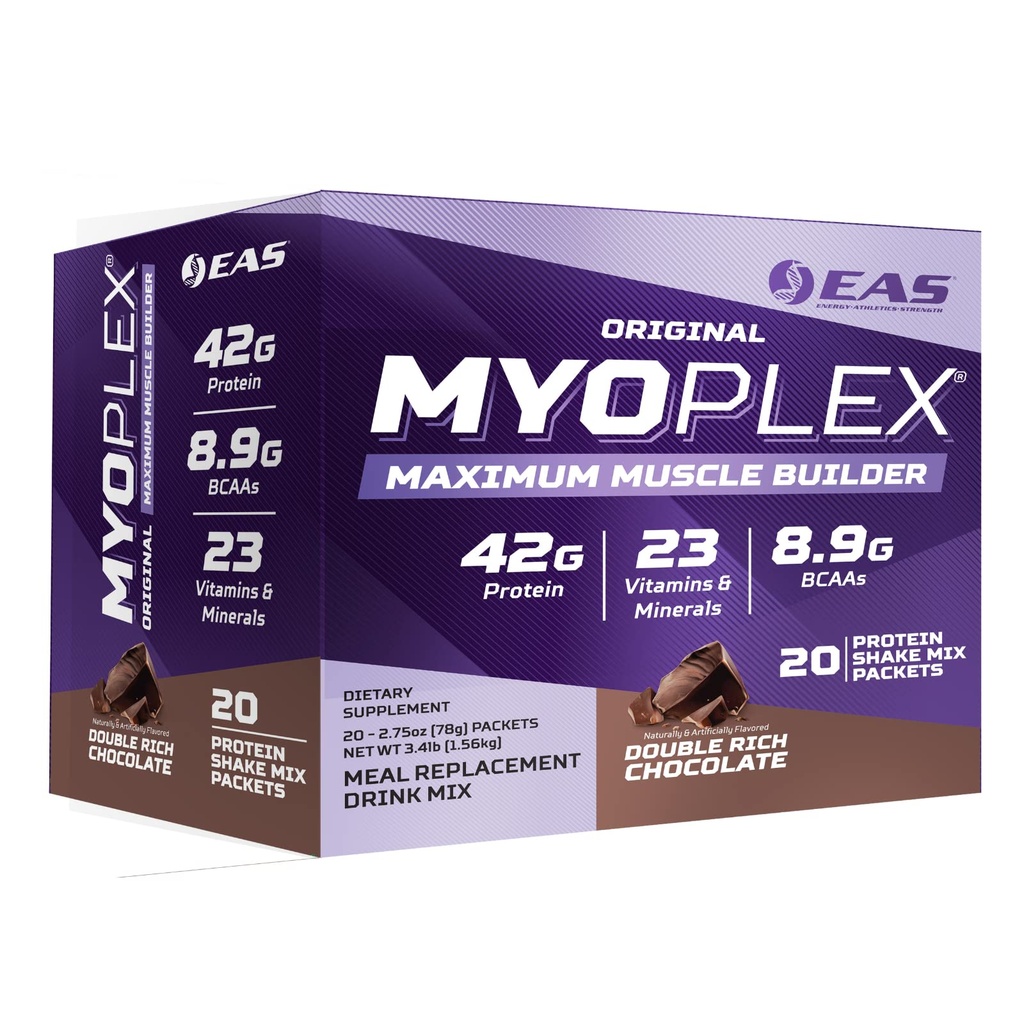 מודלים ניסיוניים & Applied Sciences EAS Original Myoplex מקסימלי שריר בונה | משקה חלבון החלפת Meal מיקס | איכות חלבון תערובת | 42g חלבונים | 20 מנות בודדות (שוקולד עשיר כפול)
