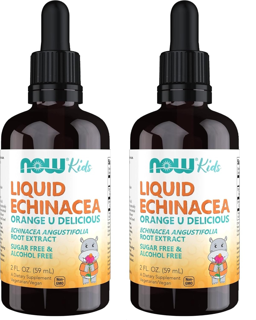 עכשיו תוספי מזון, ילדים נוזלי Echinacea עם Dropper, תמיכה במערכת החיסון, פורמולה לילדים, 2 Fl Ounce, Packaging May Vary (Pack of 2)