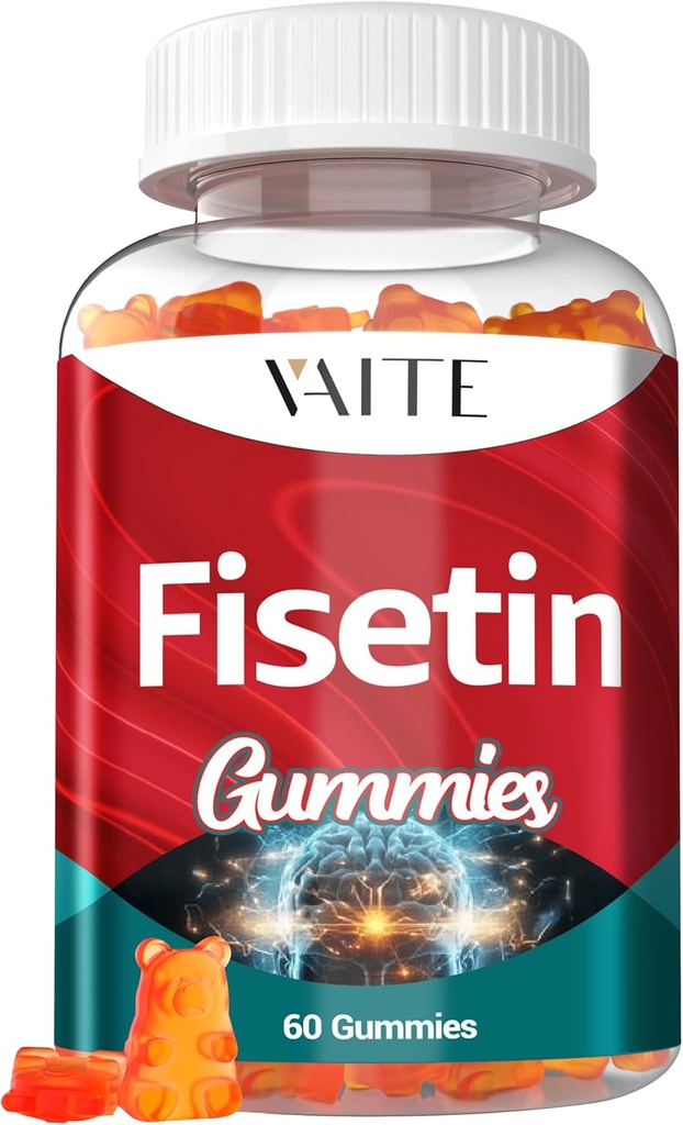 תוספי Fisetin תוספי 500 מ"ג - תוסף חניכיים, Powerful Antioxidant Band for cell Health Support - Vegan & Non-GMO Formula with Flavonoids & Plant Extracts, Boost Cognitive Function, 60 חניכיים