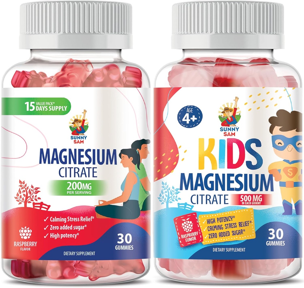 Magnesium Gummies לילדים 500 מ"ג ומגנזיום חניכיים למבוגרים - 100 מ"ג. Calm Magnesium Chews - Magnesium Citrate Chewable תוסף עבור Mood & שרירים תמיכה