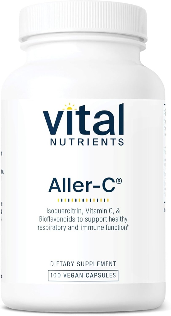 Vital Foodsents Aller-C | Respiratory and Sinus Function Support - Isoquercitrin, Bromelain, Bioflavonoids, & ויטמין C