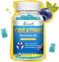 Creatine Monohydrate חניכיים עבור נשים וגברים, סוכר טבעוני חינם Creatine תוספת לבניית שרירים, להגדיל אנרגיה וכוח, Blueberry Flavor, 60 הרוזן