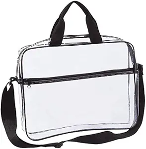Clear תיק תיק קצר Messenger באג עם Handles Work Document Storageer Transud Travel Fileארגן עם Front Zipper Pouch & Pen Pocket בצד