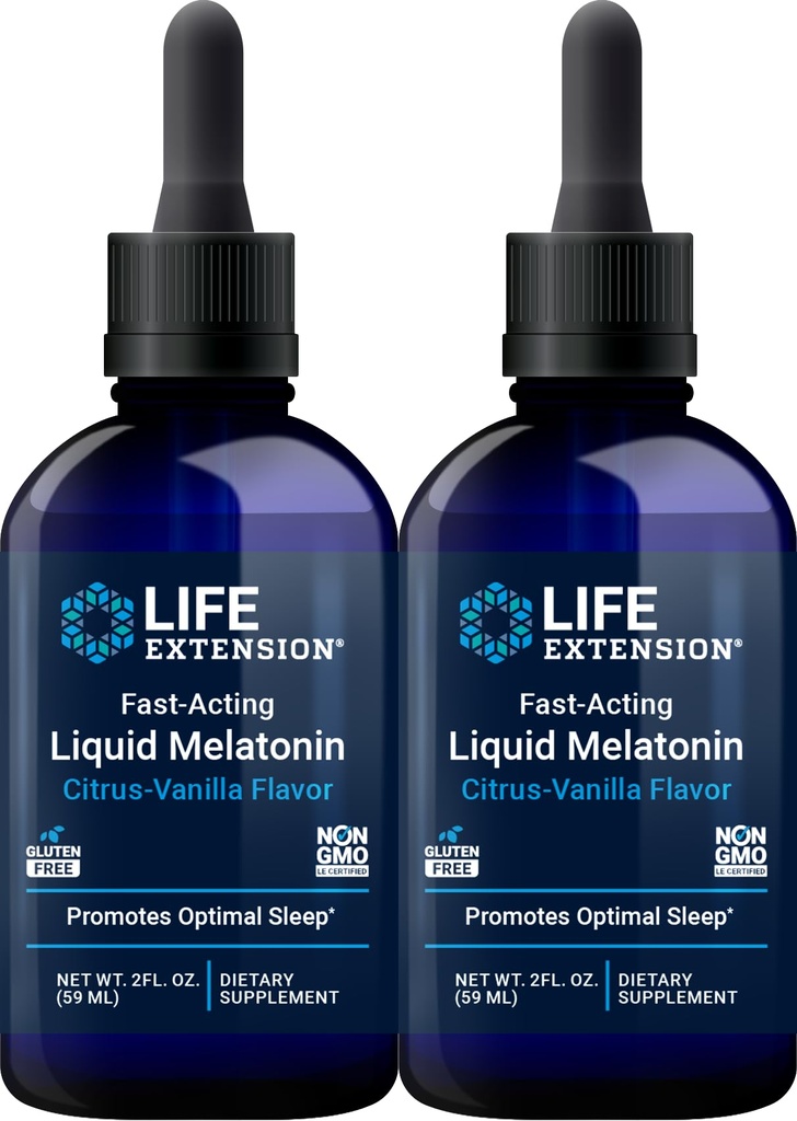 Life Extension-Acting Liquid Melatonin (Citrus-Vanilla), 2 Fluid Ounces (Pack of 2)