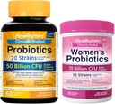 NewRhythm Gut & Feminine Health Bundle, Probiotics 50 מיליארד CFU & Women's Probiotics 70 מיליארד CFU, Daily Gut Health & Feminine Care, 90 קפסולות Total (Pack of 2)