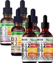 NUSAVA ויטמין B12 Drops Bundle, Strawberry Flavored D3 K2, & Vanilla Flavored D3 K2 - ויטמין נוזלי פוטנט ללב, אנרגיה, המוח ותמיכה החיסון - non-GMO, Gluten-Free, 2pk כל אחד