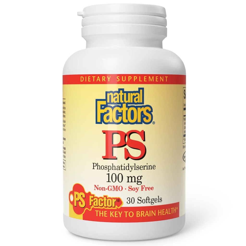 גורמים טבעיים, Phosphatidylserine, תמיכה זיכרון, ריכוז ותפקודי המוח, Soy ו Gluten חינם, 30 Softgels