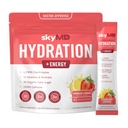 SkyMD hydrotion + אנרגיה | Electrolytes אבקת Packets | Low Sugar, Sodium, 10 Calories | 10 ויטמינים ומינרלים | 150g Caffeine for growth Focus and Performance