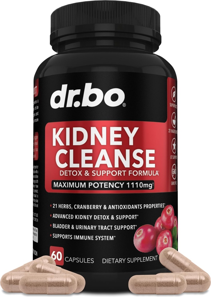 Kidney ניקוי Detox תמיכה תוסף - Natural Cranberry, Joiper Berries, Buchu & Uva Ursi לחלץ כדי לתמוך Kidneys, Bladder & Urinary Tract Healths - Herbal Renal בלנדר פורמולה גלולות גלולות