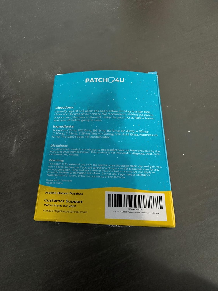 Recovery Patches 42 Pack - Wake Upמרעננים & Energyzed with our 100% ingredients Patch - Skin-Friendly & Waterהוכחה - החל לפני שתייה - פורמולה בוקר מוגברת