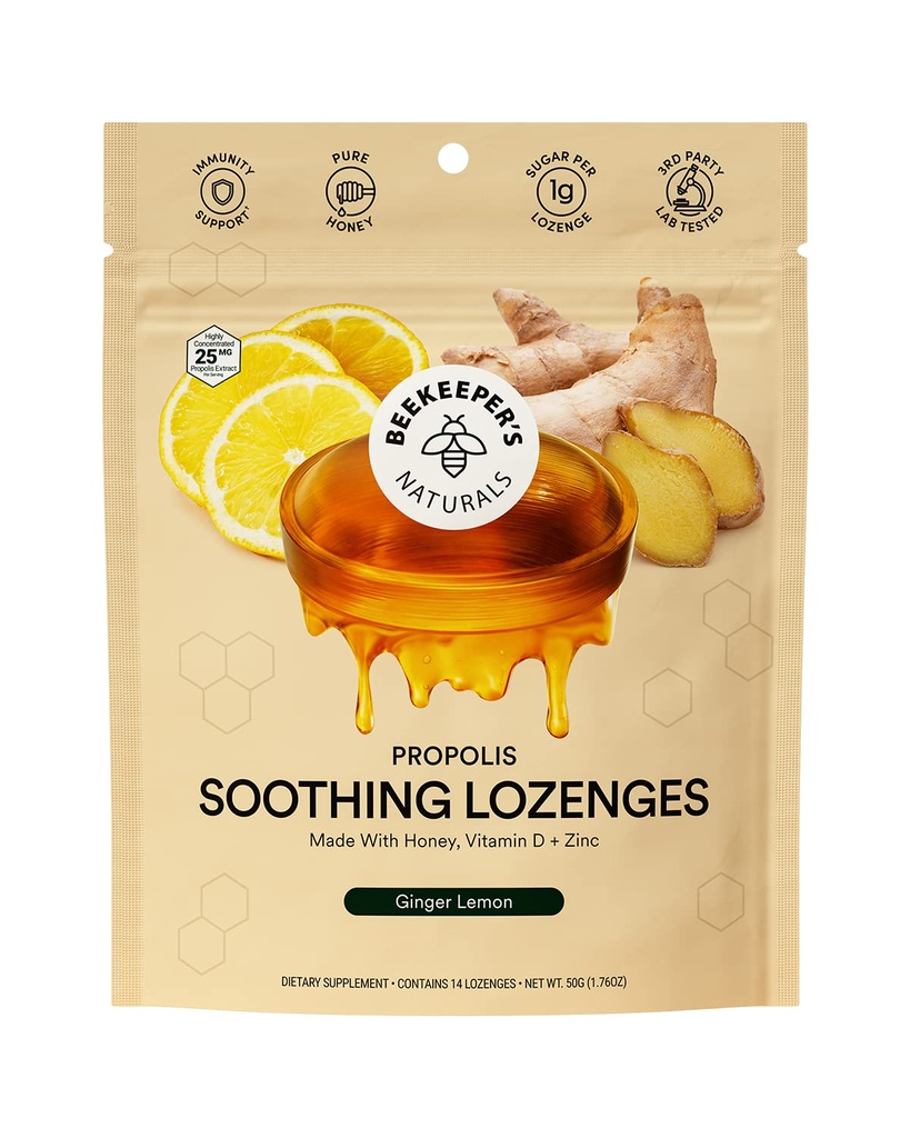 Beekeepers Naturals ג'ינג'ר לימון Lozenges, 14 Ct