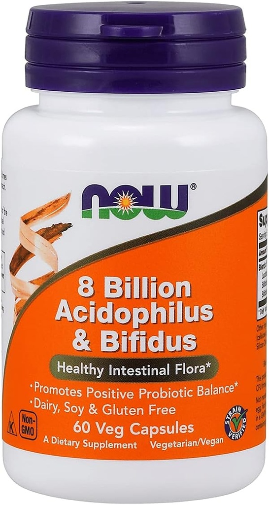 Now Foods Acidophilus & Bifidus 8 מיליארד VCaps, 60 ct