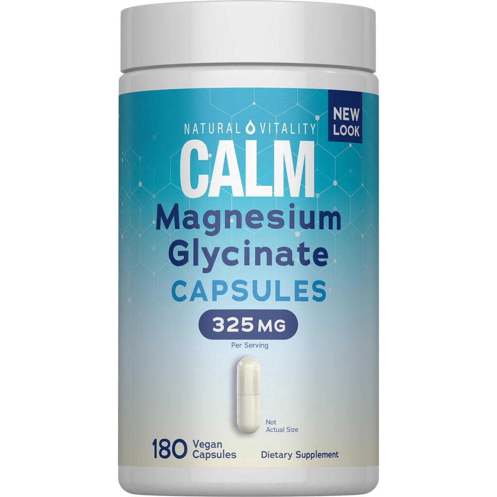 Vitality Calm, Magnesium Glycinate תומך העצם, שריר, לב, ועצב בריאות, non-GMO, טבעוני, Gluten 180ct