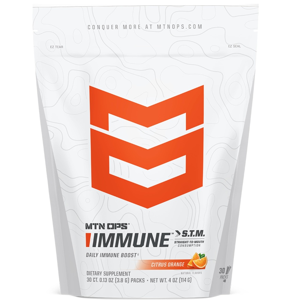 MTN OPS Immune STM אבקת לשתות Mix, ויטמין C, ויטמין D, Zinc & Antioxidants for Daily Immune Support, Hydration & Wellness, 30 משרתים, Citrus Flavor