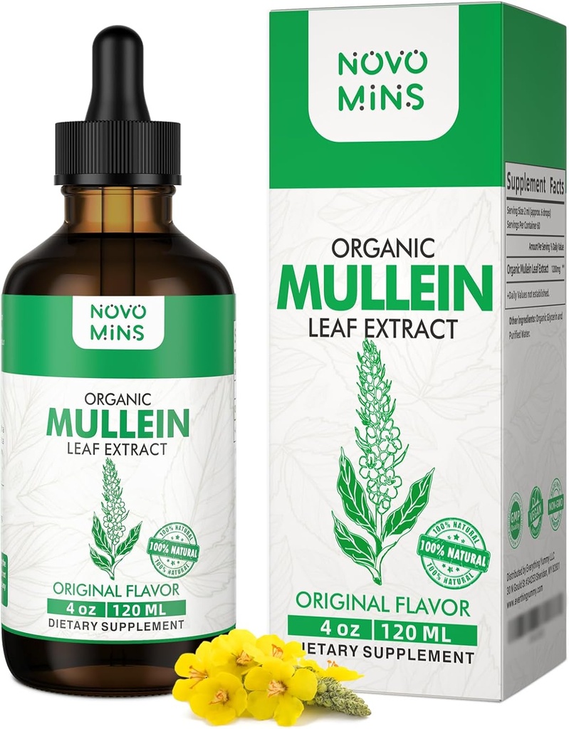 Mullein Leaf Tincture - Lung ניקויse - טבעוני Lung Detox - Respiratory Health and Immune Support Drops - תוספת טבעית של נוזל 4 fl.oz. Chlorophyll