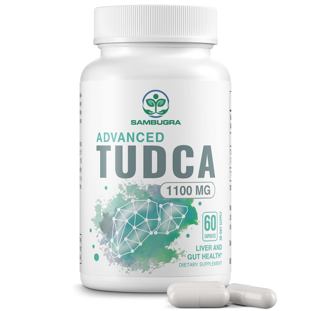 Sambugra TUDCA Liver Supplements 1100 מ"ג, צד שלישי נבדק Ultra Power Bile Salt TUDCA תוסף, Liver Support for Detox ניקויse ותיקון, 60 קפסולות