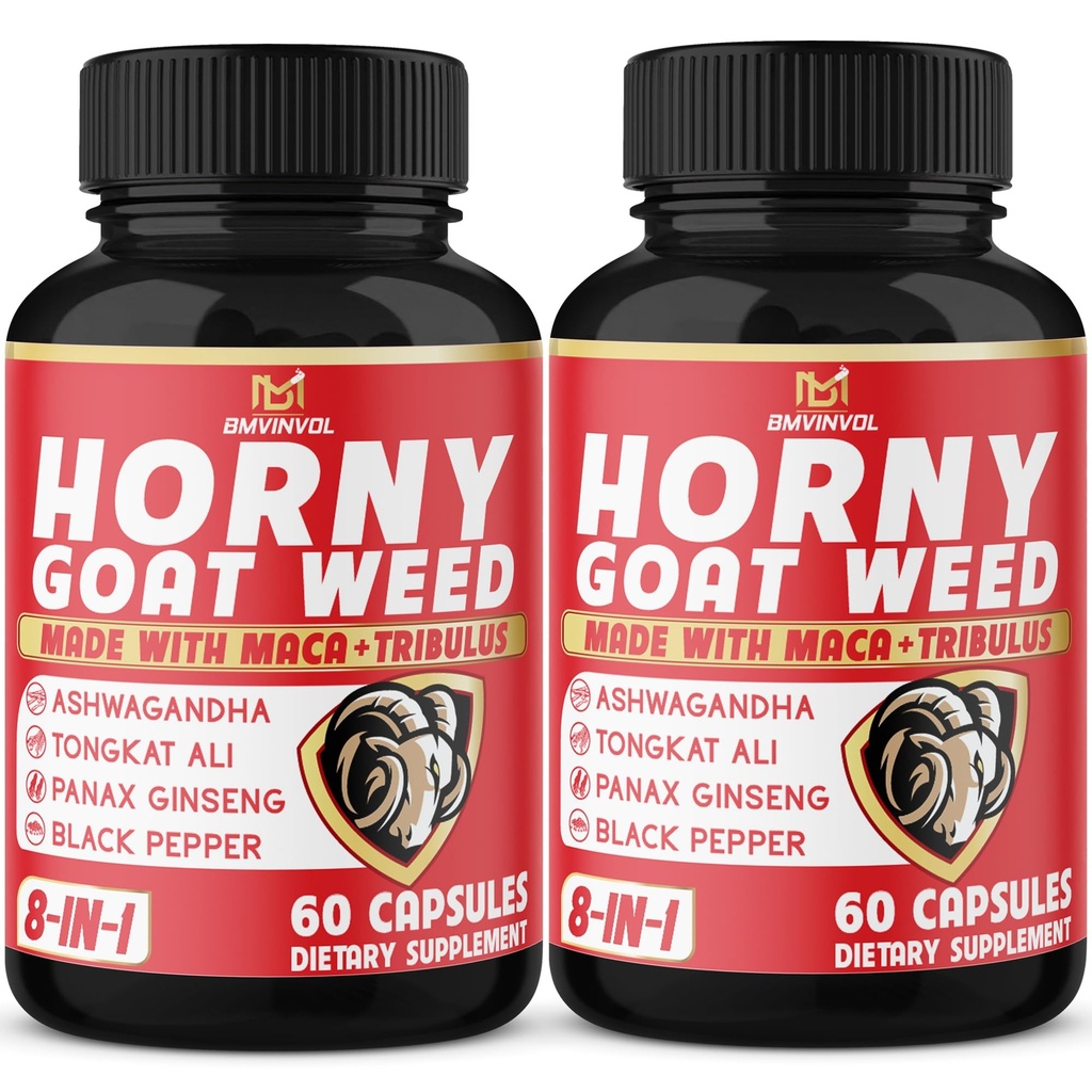 BMVINVOL (2 Packs) Horyt Weed כמוסות עם Maca, Tribulus, גינזנג. Ashwagandha,Tongkat Ali - 8-in-1 עבור רמות אנרגיה תמיכה