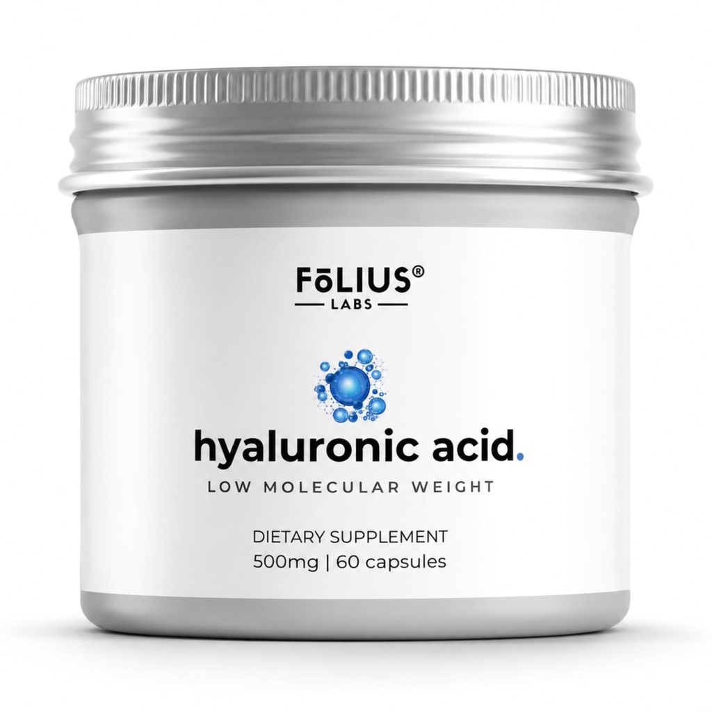 Ultra High Purity Hyaluronic Acid כמוסות 500 מ"ג - 95% Sodium Hyaluronate - גבוה פורה ו bioavailable - משקל מולקולרי נמוך - non-GMO פרמנטed - 60 קפסולות