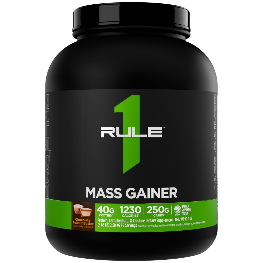כלל 1 Mass Gainer - High-Calorie Weight מקבל פורמולה עם 1,220+ קלוריות, 250g + Complex carb בלנדר, 40g All-Whey חלבון Per המשרת (8 משרתים, שוקולד בוטנים)