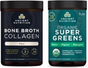 אבקת Bone Broth Collagen, Pure, 30 משרתות + אבקת סופר ירוק אורגני, גריןs Flavor, 25 משרתים