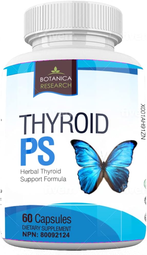 תוסף תמיכה Thyroid: All Natural Glandular System: Better, Concentration, ה-PS Balance Energy Boost - 60 קפסולות ויטמין Veggie