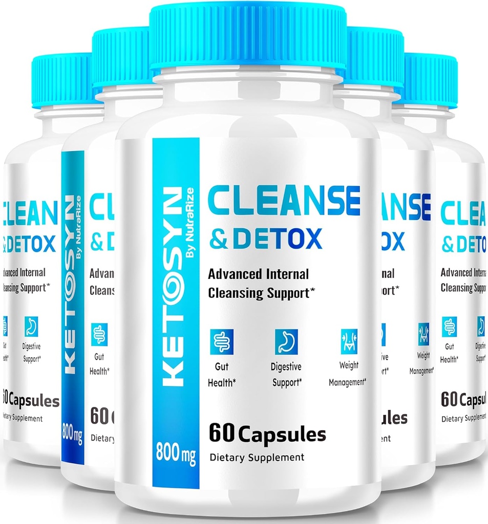(5 Pack) Ketosynנקה & Detox קפסולות, Ketosyn Pills עבור ירידה במשקל מתקדם, כוח מקסימלי Keto לגדילה תוספת תמיכה, Keto Syn Internal Cleansing Pastillas ביקורות (300 קפסולות)
