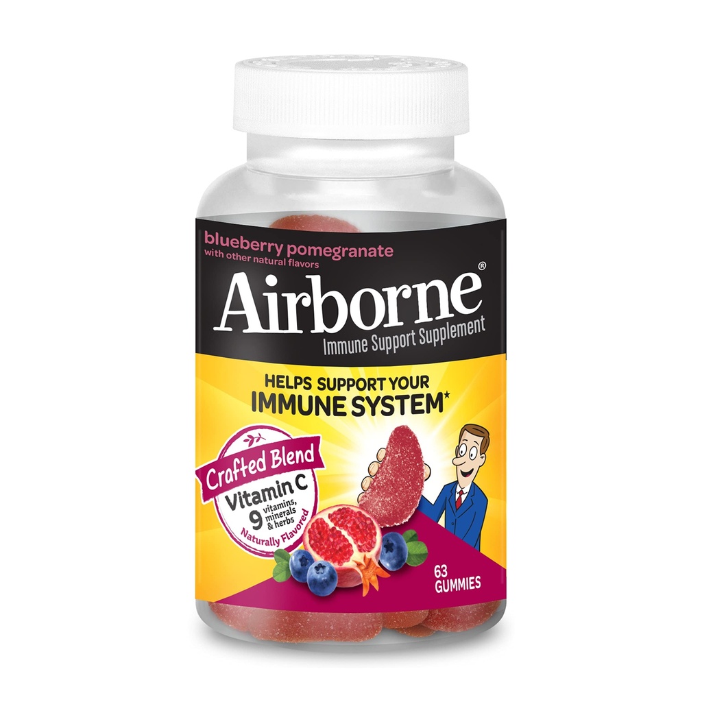 ויטמין 750 מ"ג ויטמין Cmies למבוגרים, Immune Support Supplement with Powerful Antioxidants ויטמין A C & E - 63 חניכיים, Blueberry Pomegranate Flavor