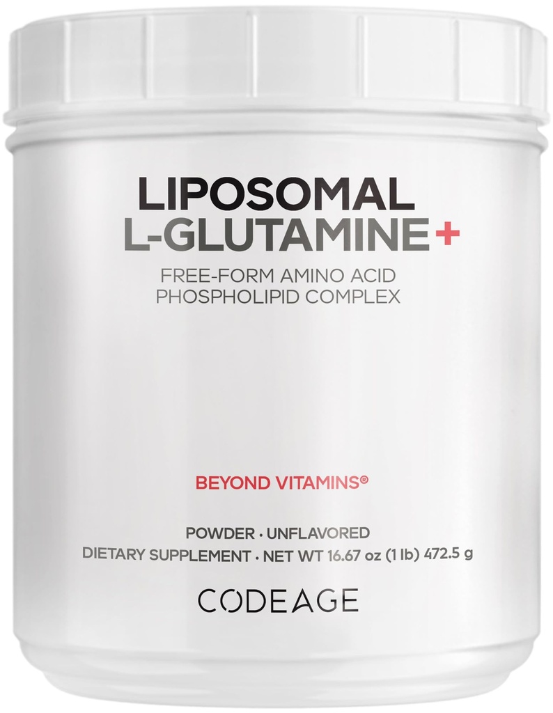 תחנת Codeage Liposomal L-Glutamine - High-Potency L-Glutamine 5,000 מ"ג לשרת - 3 Monteh Supply - Liposomal Delivery, Free-Form Amino Acid, Unflavored Glutamine - non-GMOten-Free - 16.67 ozozomal Delivery, Free-Form Amino Acid, Unflavored Glutamine - Unflavored Glutamine - Non-GMOten Glutamine - Non-GMOten Glutamine - 16.