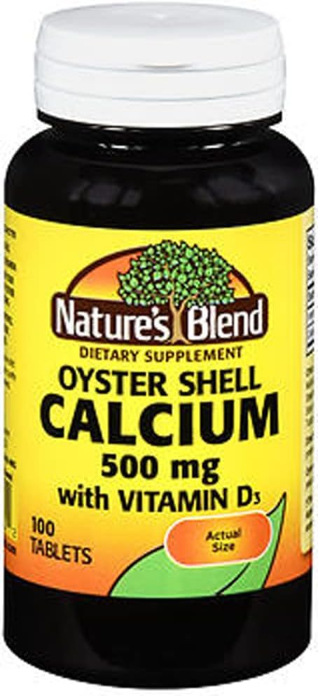 חגורת הטבע Oyster Shell Calcium 500 מ"ג עם ויטמין D3, 100 טבליות (Pack of 3)
