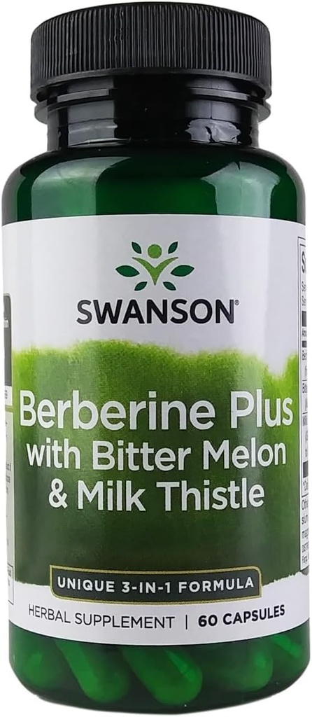 Swanson Berberine Plus עם Bitter Melon & Milk Thistle - 3in-1 Formula 60 Caps
