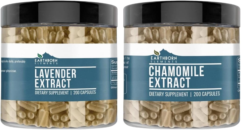 Earthborn Elements Chamomile Extraction and Lavender Extractdle, 200 קפסולות, Pure & Undiluted, No Additives
