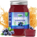 ACEYO (18 OZ) Irish Sea Moss Gel אורגני Raw Blueberry Flavor 102 ויטמינים ומינרלים Wild Harvested non-GMO Immune Defense Booster Thyroidive Support