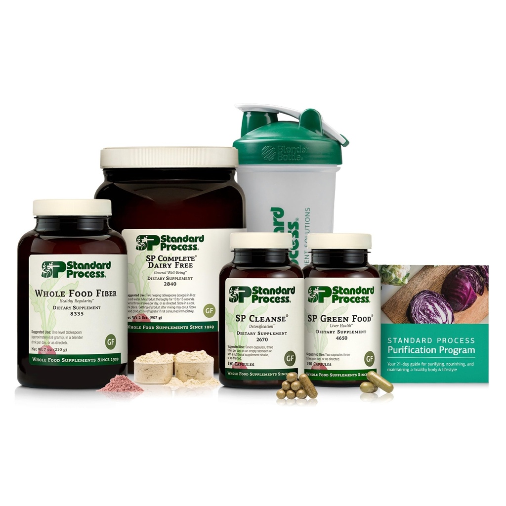 מעבד סטנדרטי Purification Product Kit with SP Complete® Milk Free and Food Fiber - Whole-Body Detox Program - כולל Guide & בלנדר בקבוק - טבעוני, Gluten-Free & Non-Dairy - 21 ימים Kit Kit Kit